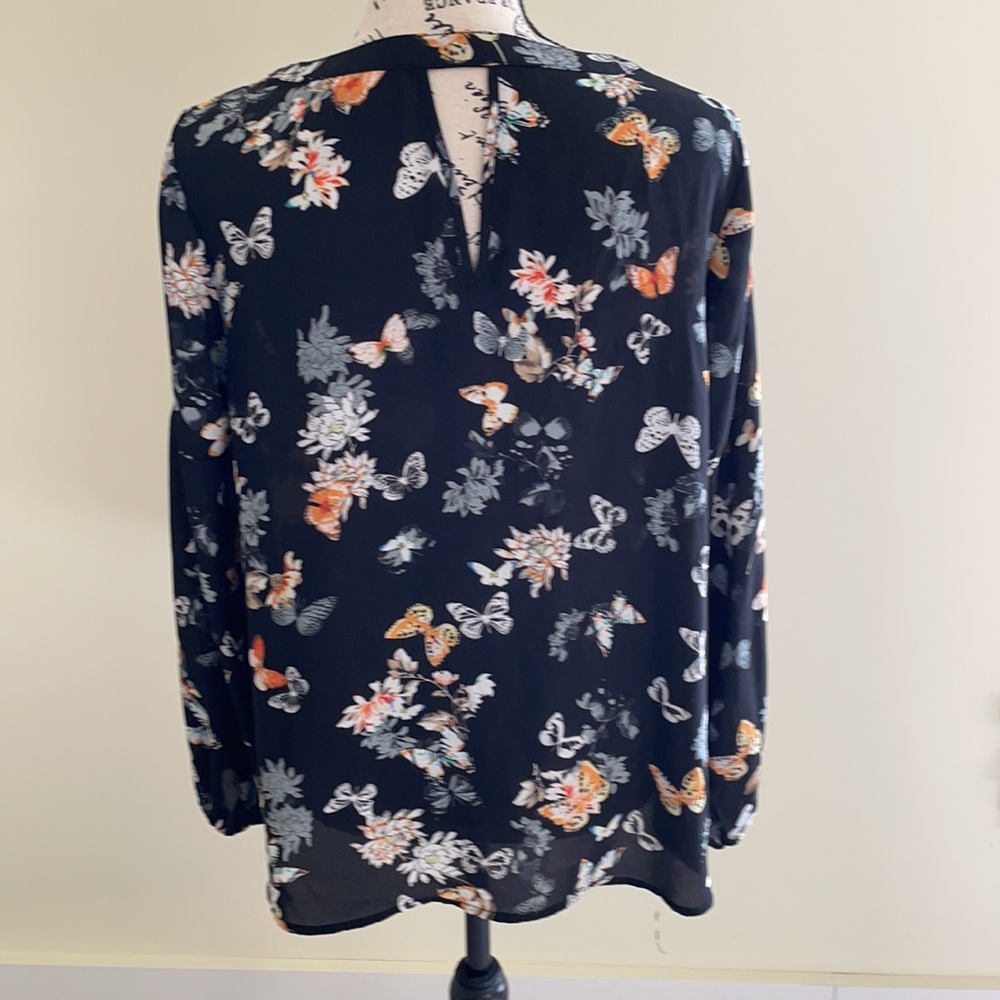 Philosophy Black Long Sleeve Butterfly Blouse EUC SZ M - Picture 5 of 9